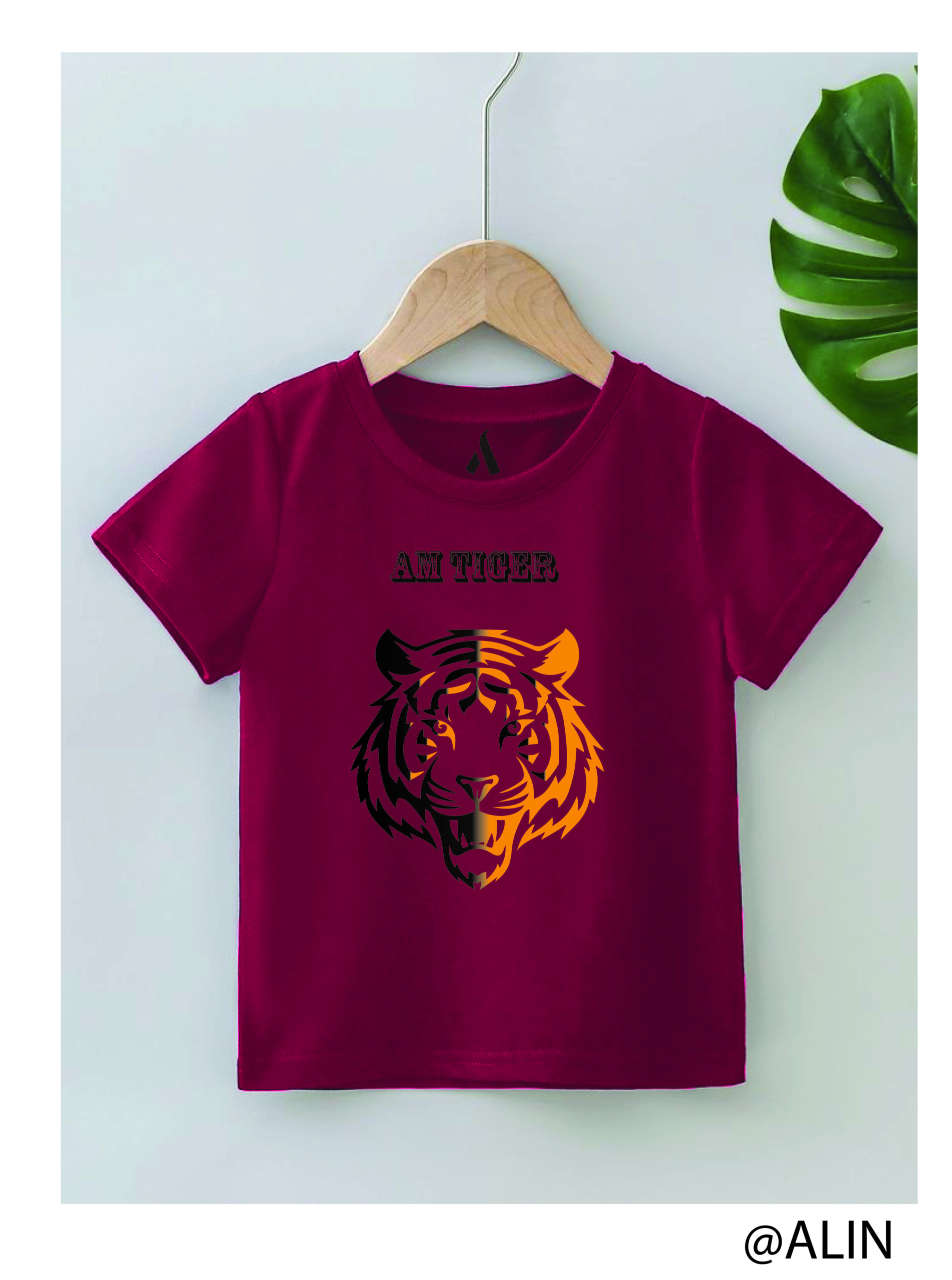 tiger print design maroon
